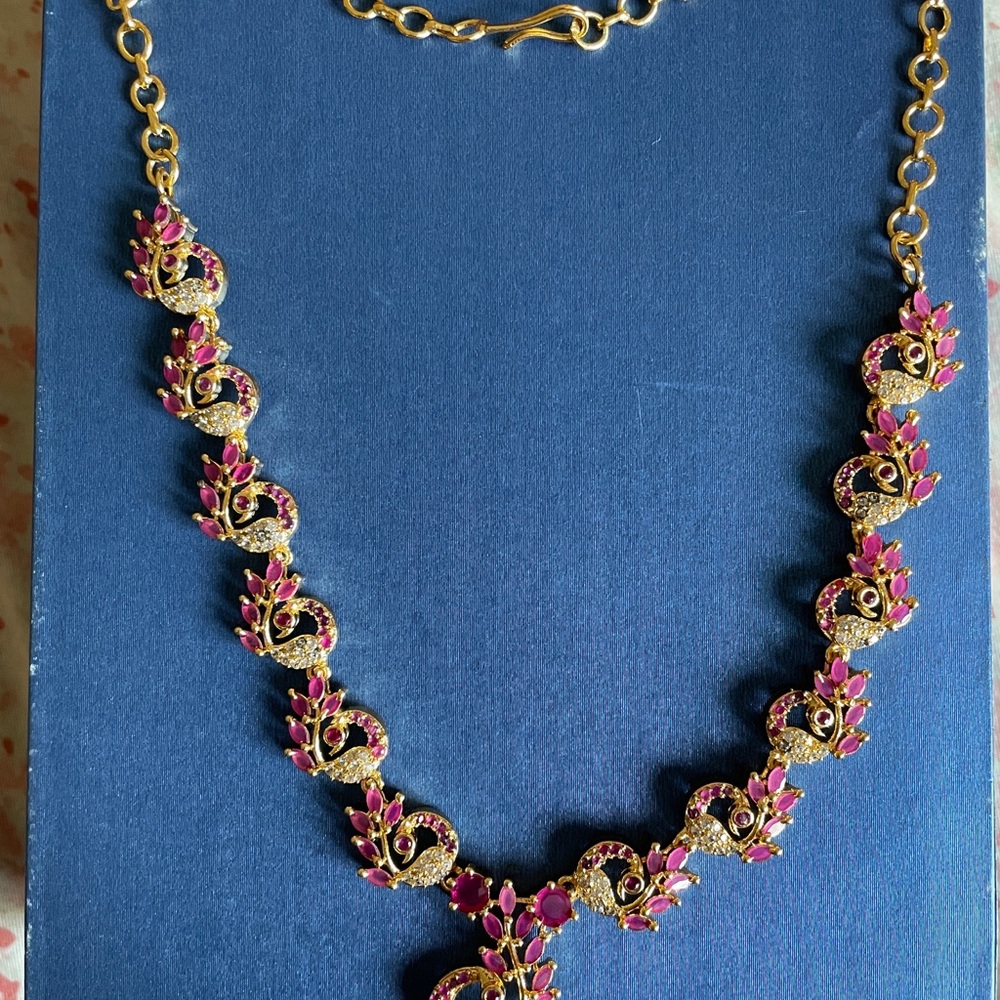 Gold-Tone Pink Floral Pendant Necklace - Women Jewelry